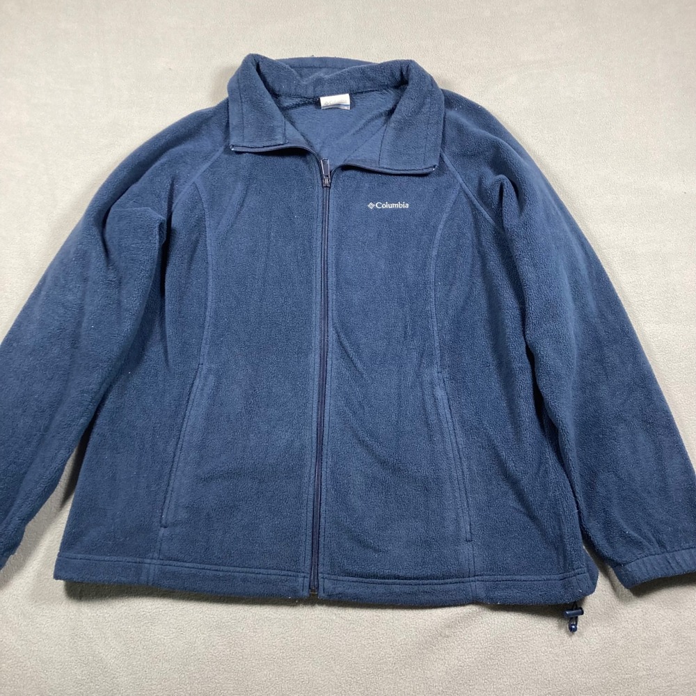 Columbia Fleece Jacket Womens 1X Blue Full Zip Soft Outdoor